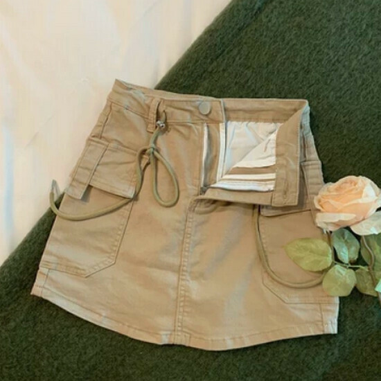 Hot selling denim skirt [khaki] [size S-L] (please contact customer service to confirm the delivery size after placing the order)