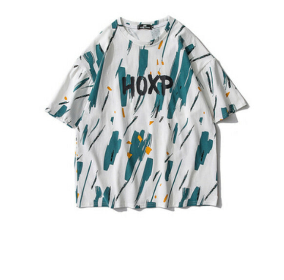 Splash ink graffiti short sleeve T (white) [M-XL size] [Contact customer service to confirm the shipping size after placing an order]
