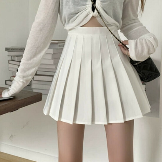Hot selling pleated skirt [white (regular style)] [S-XL size] (please contact customer service to confirm the delivery size after placing the order)