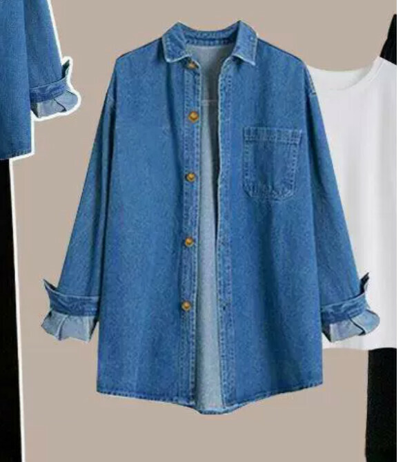 Casual Fashion Denim Shirt#Single Piece (Blue) (M-4XL) (Contact customer service to confirm size after placing an order) 