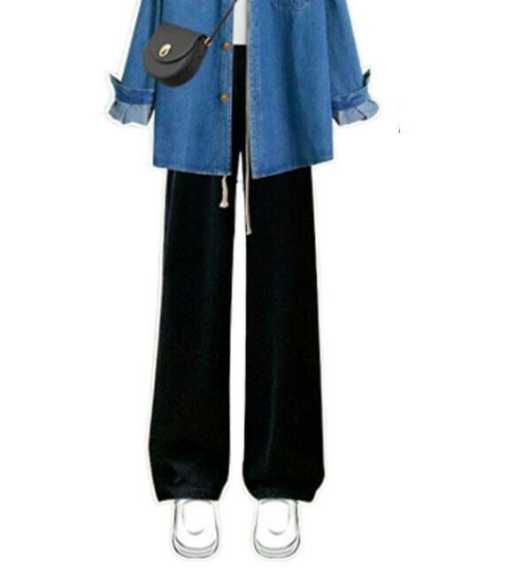 熱賣休閑闊腿褲#單件(黑色)(M-4XL碼) (下單後聯系客服確認尺碼) 