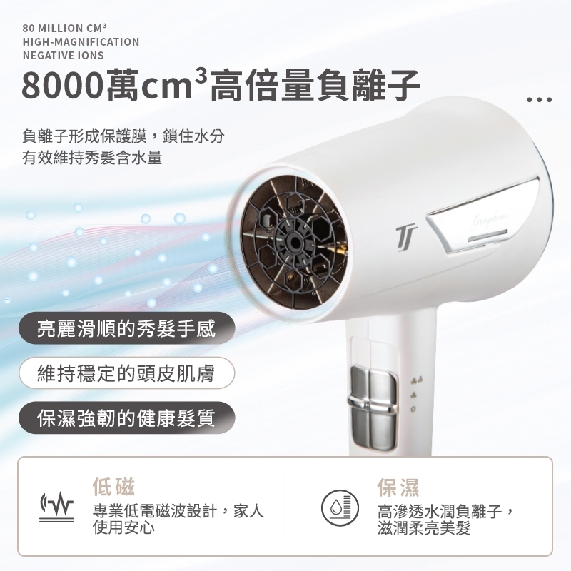 石墨烯遠紅外線 水潤離子吹風機 保固一年 達新牌