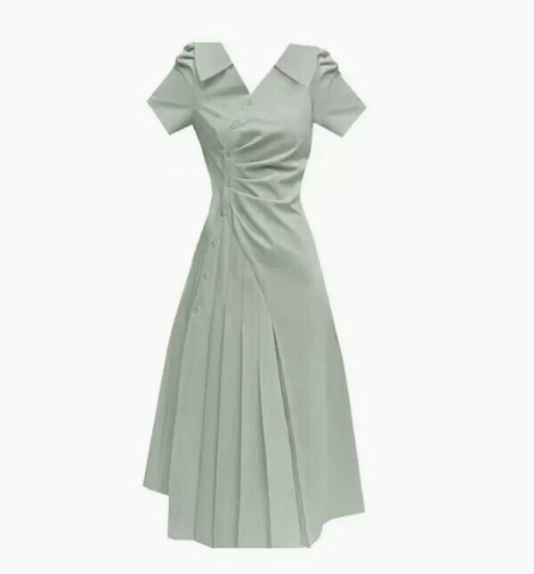 Waist cinched and irregular chic dress#Single piece (green) (M-4XL) (Contact customer service to confirm size after placing an order) 