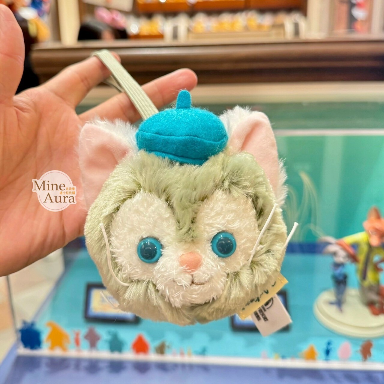 傑拉托尼 畫家貓 Gelatoni 絨毛 大頭 造型 鏡子 掛飾 吊飾 -上海迪士尼樂園
