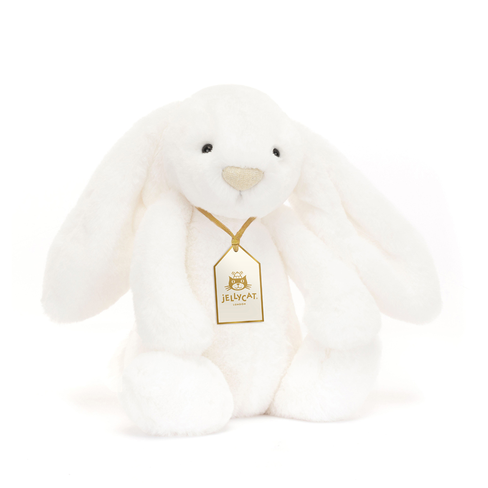 Jellycat Bashful Luxe Bunny 奢華致臻安撫兔 Luna 月光白玫瑰