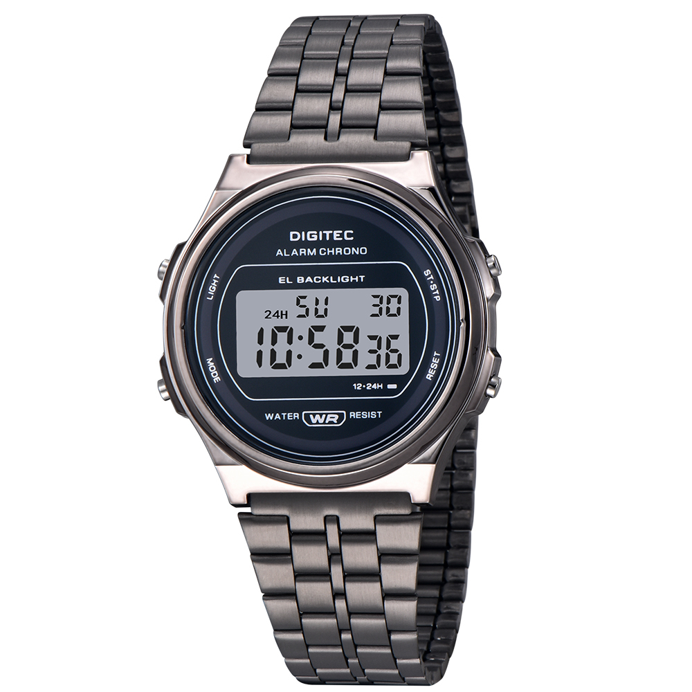 【DIGITEC 數碼科技】MDG-6063R* 多功能經典復古不鏽鋼數位電子錶-