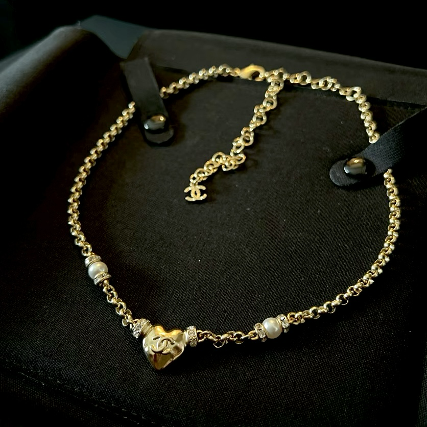 18k 24p千金愛心珍珠鑽雙c定製choker