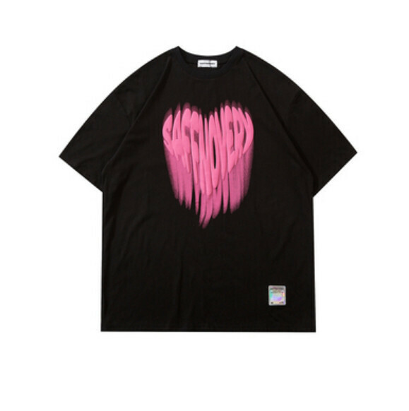 Love letter graffiti short sleeve T (black) [S-2XL size] [Contact customer service to confirm the shipping size after placing an order]