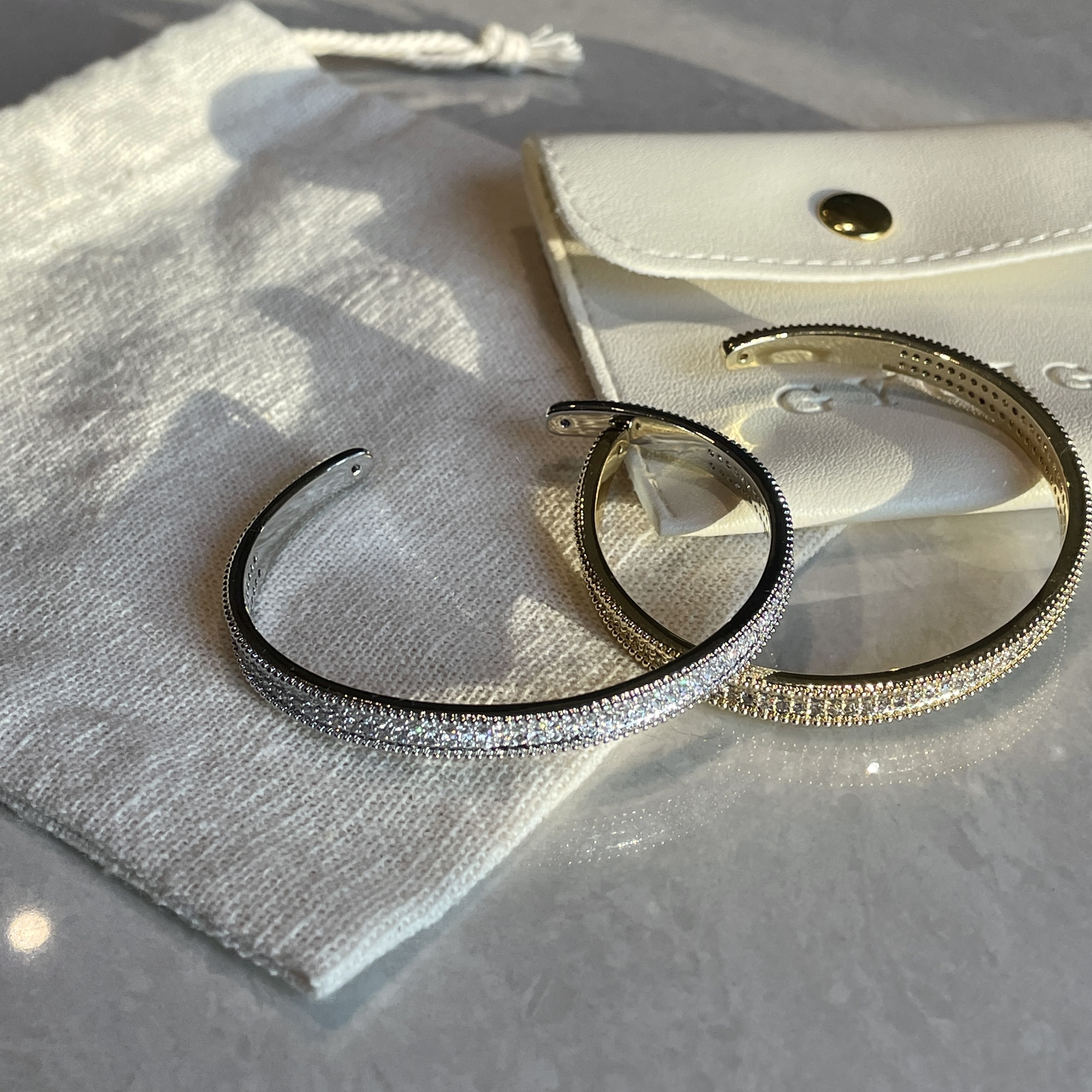 GY alluring18k高奢嵌水鑽開口定製手鐲