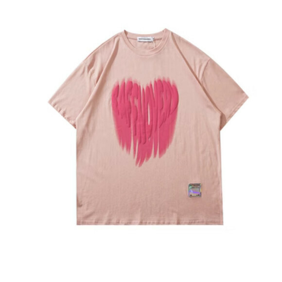 Love letter graffiti short sleeve T (pink) [S-2XL size] [Contact customer service to confirm the shipping size after placing an order]