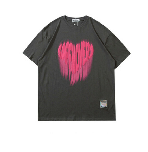 Love letter graffiti short sleeve T (dark gray) [S-2XL size] [Contact customer service to confirm the shipping size after placing an order]