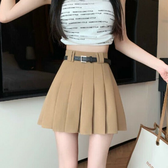 Hot selling pleated skirt [Coffee color (free belt)] [S-XL size] (please contact customer service to confirm the delivery size after placing the order)
