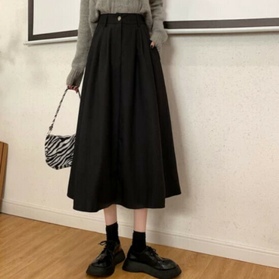 熱賣高腰長款半身裙【黑色】【S-XL碼】(下單後請聯絡客服確認發貨尺碼)
