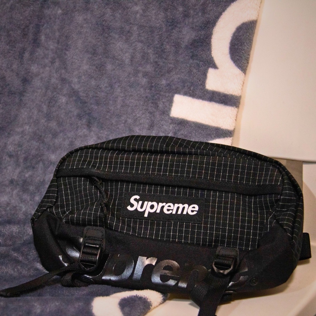 Supreme 24SS Waist Bag 3M反光 格紋 腰包 3L 黑/迷彩