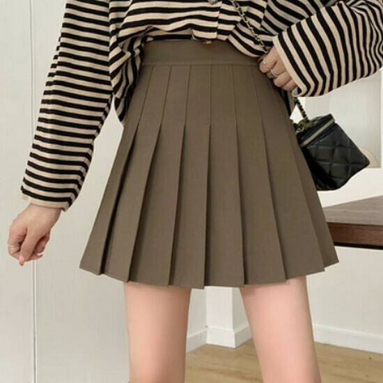Hot selling pleated skirt [Coffee color (thick style)] [S-XL size] (please contact customer service to confirm the delivery size after placing the order)