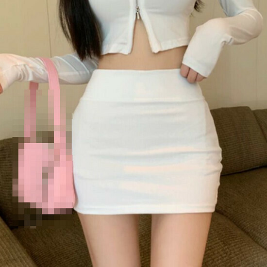 Hot selling hip-covering stretch skirt [white] [one size fits all]