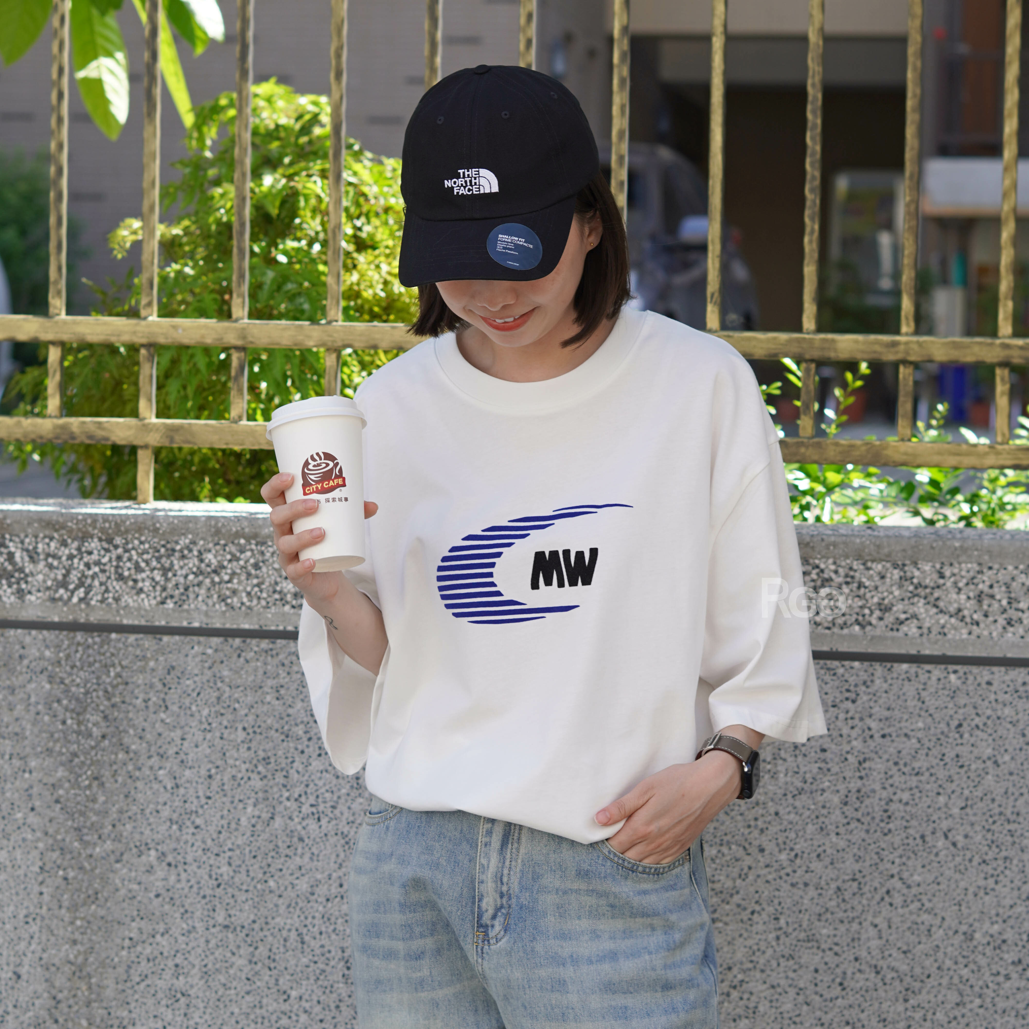 #98986 韓國賽車風植絨短T