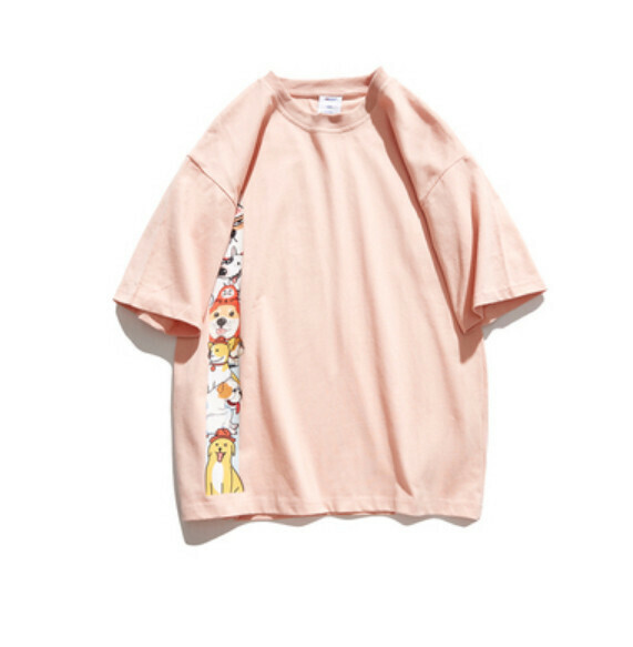 Cartoon print short sleeve T (pink) [M-2XL size] [Contact customer service to confirm the shipping size after placing an order]