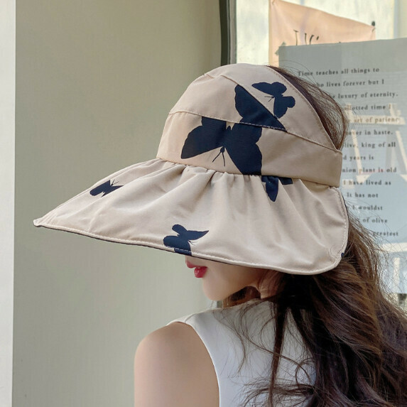 Hot selling large brim foldable sun hat for women (khaki)