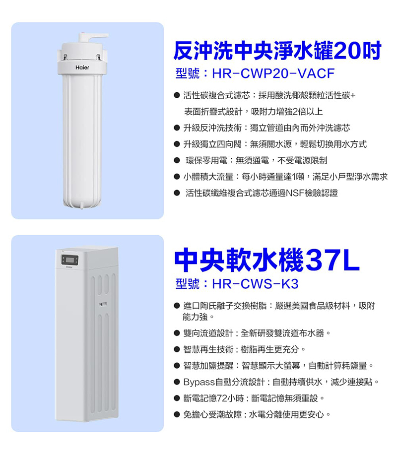 海爾全屋反沖洗淨軟水-大家庭經濟組