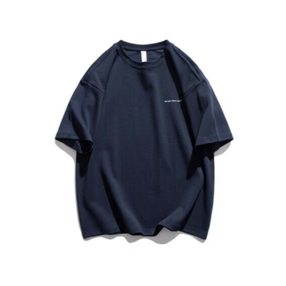 Summer Simple Solid Color Crew Neck Short Sleeve T T (Navy Blue) [S-3XL Size] [Contact Customer Service to Confirm Shipping Size after Placing an Order]