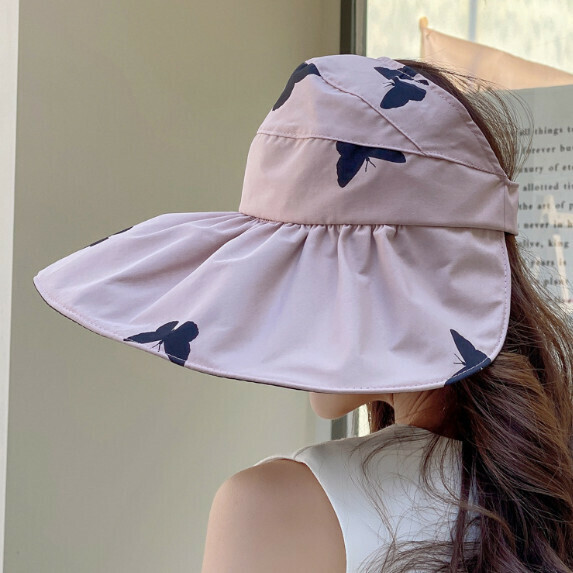 Hot selling large brim foldable sun hat for women (pink)