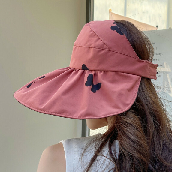 Hot selling large brim foldable sun visor for women (orange)