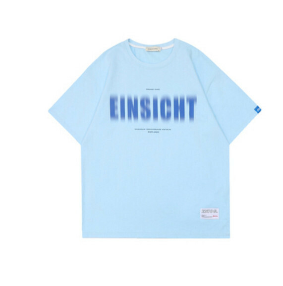 Monogram print short sleeve T (blue) [S-XL size] [Contact customer service to confirm the shipping size after placing an order]