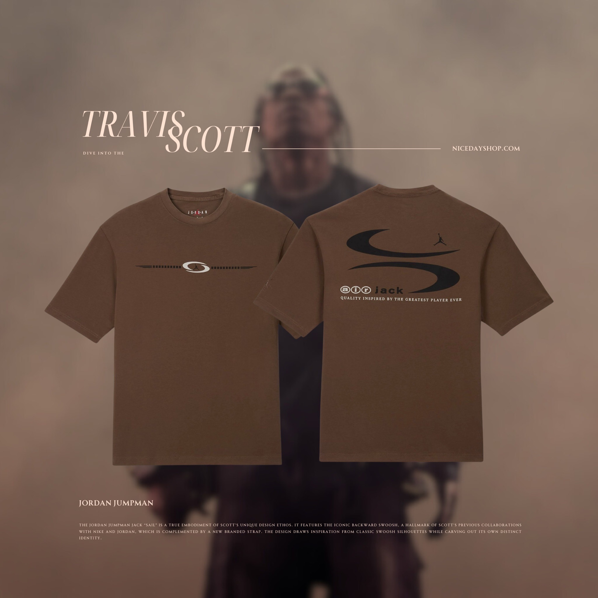 NICEDAY 代購 服飾 Travis Scott x Jordan 聯名 短T 2024SS 棕 黑 白 男女同款