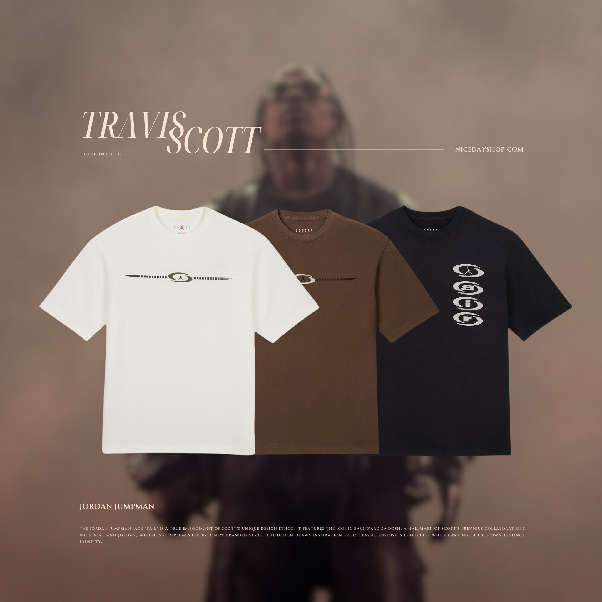 NICEDAY 代購 服飾 Travis Scott x Jordan 聯名 短T 2024SS 棕 黑 白 男女同款