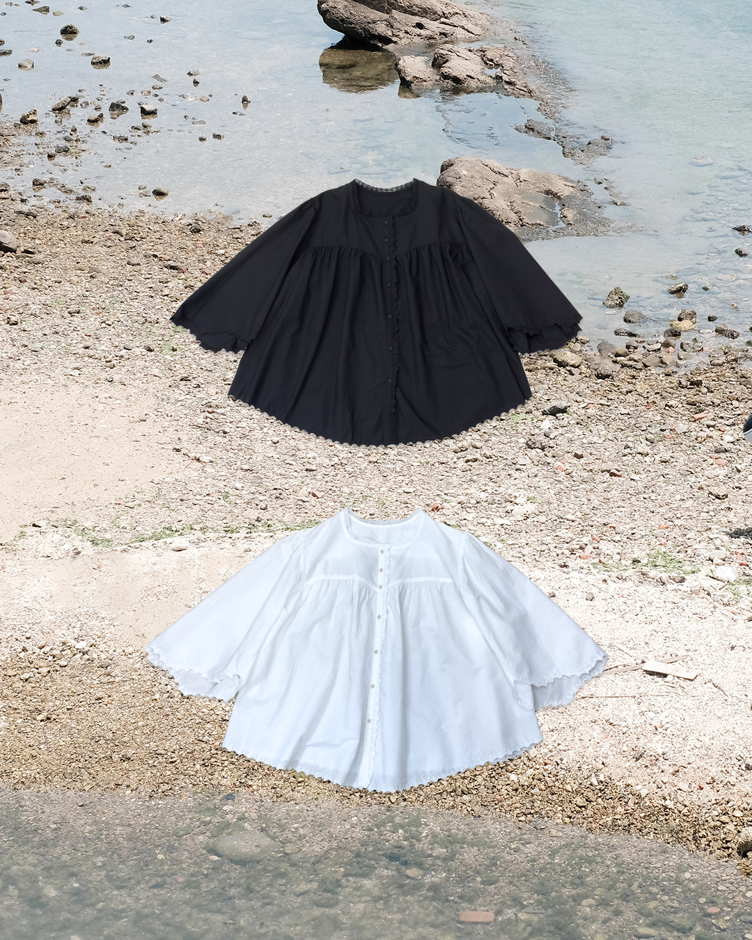 花邊闊袖蕾絲領上衣