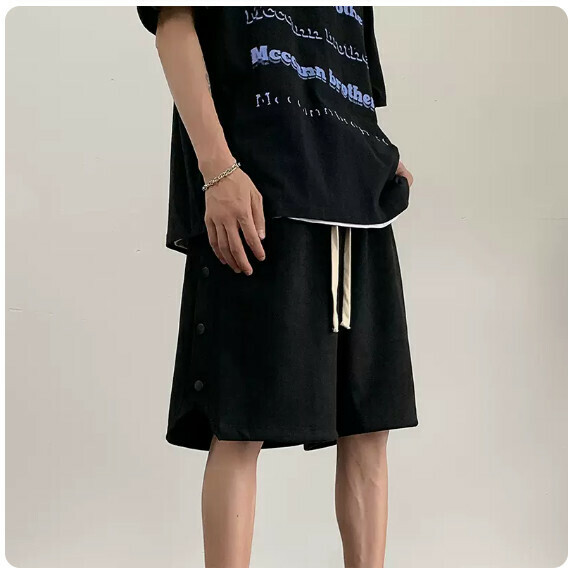 新款排扣開叉男（黑色【M_3XL碼】（下單後聯繫客服確認發貨尺碼））