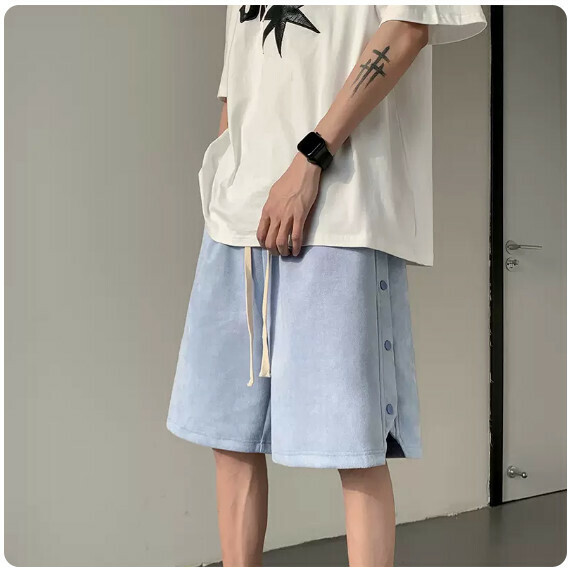 新款排扣開叉男（淺藍【M_3XL碼】（下單後聯繫客服確認發貨尺碼））
