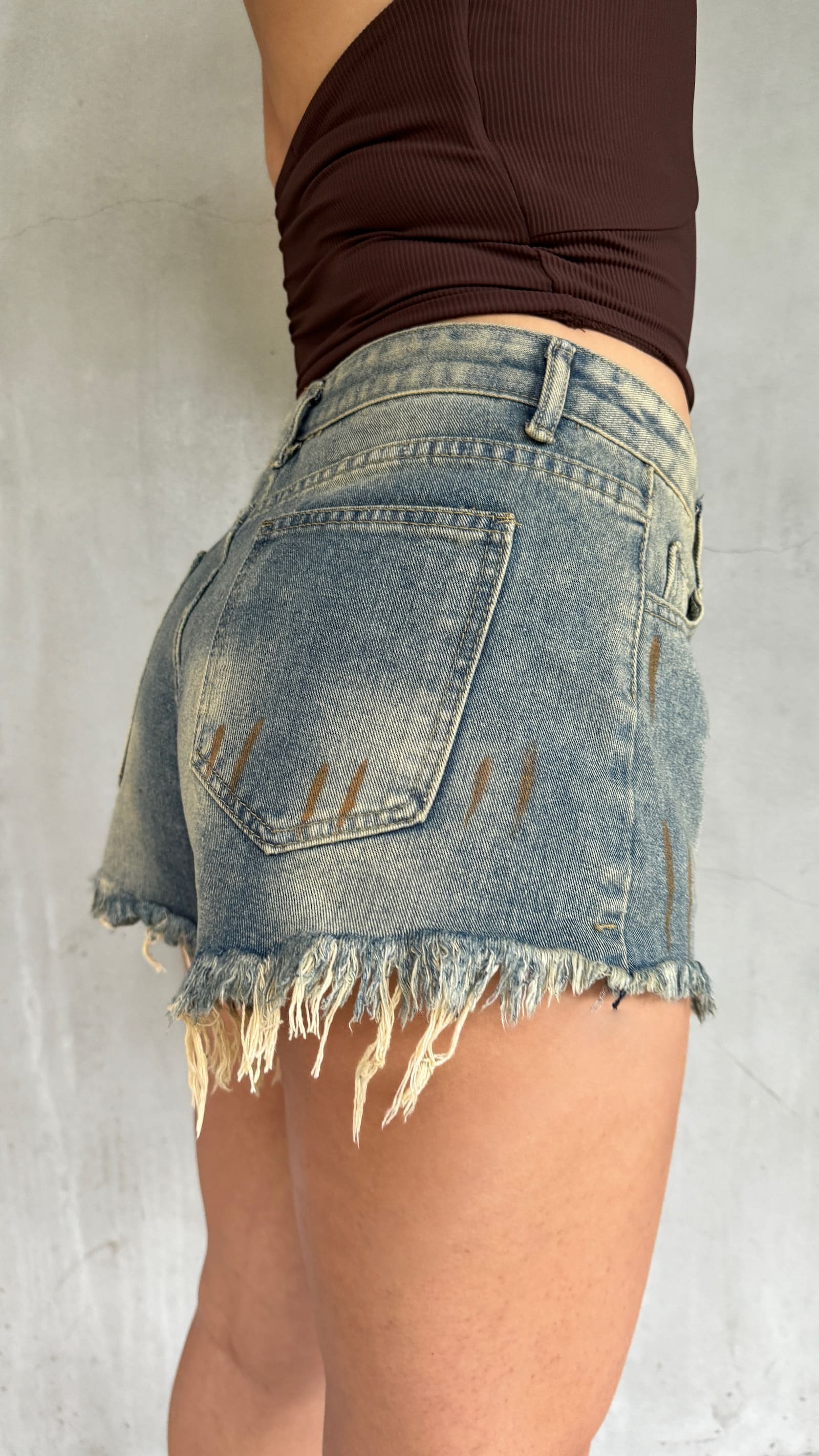 美式仿舊鬚邊短褲