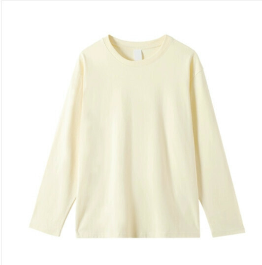 Long-sleeved T-shirt women's pine sweatshirt layered underwear undershirt cotton (apricot long sleeve 240g thickened) [Size: S-2XL] [Contact customer service to confirm the shipping size after placing an order]
