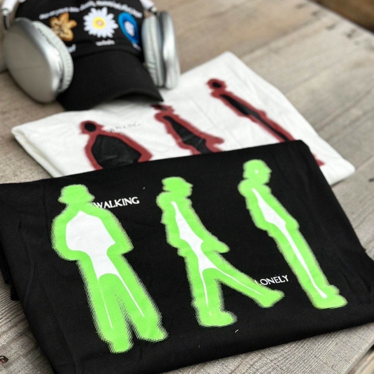 #98985 韓國漸層人型印花短T特寫細節照