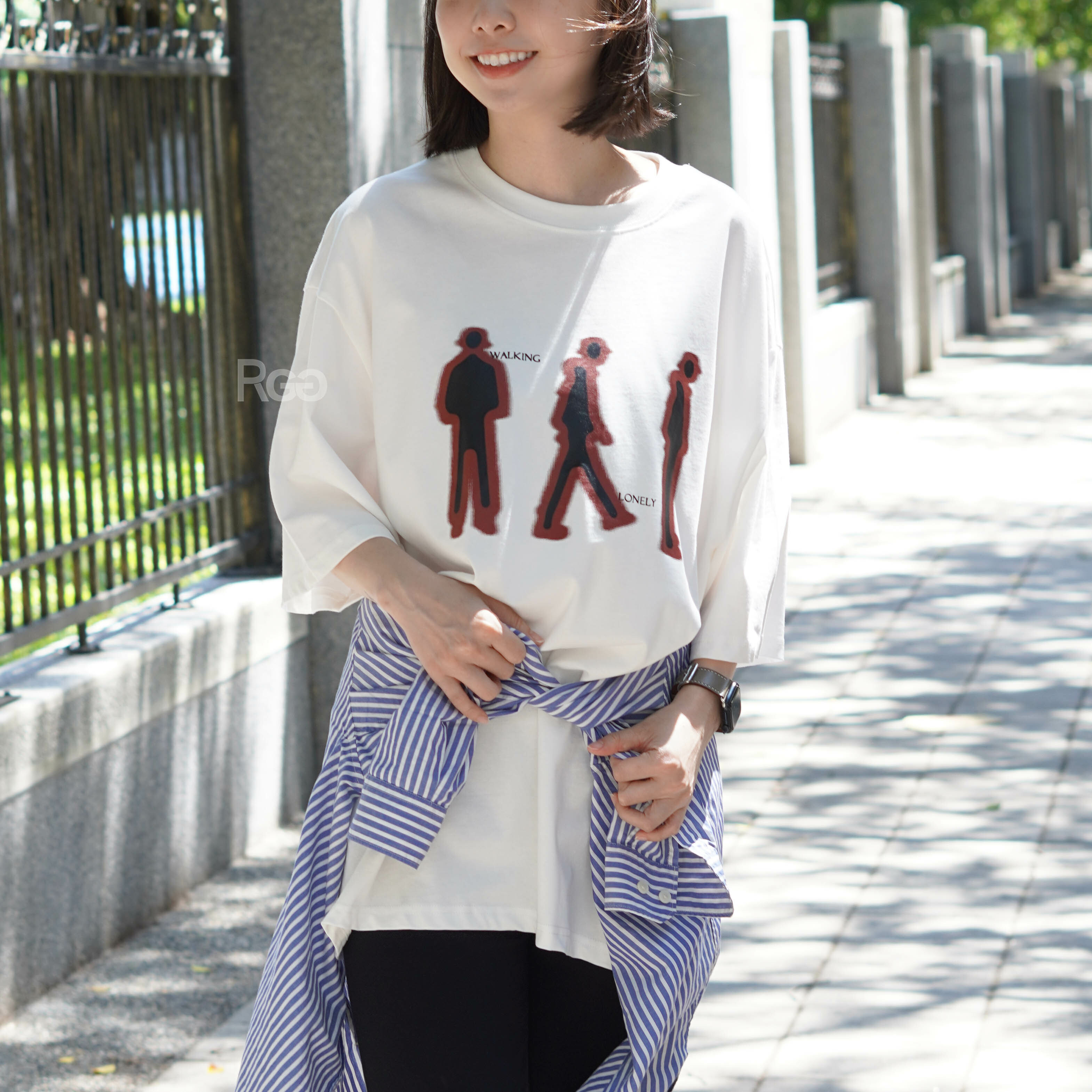 #98985 韓國漸層人型印花短T