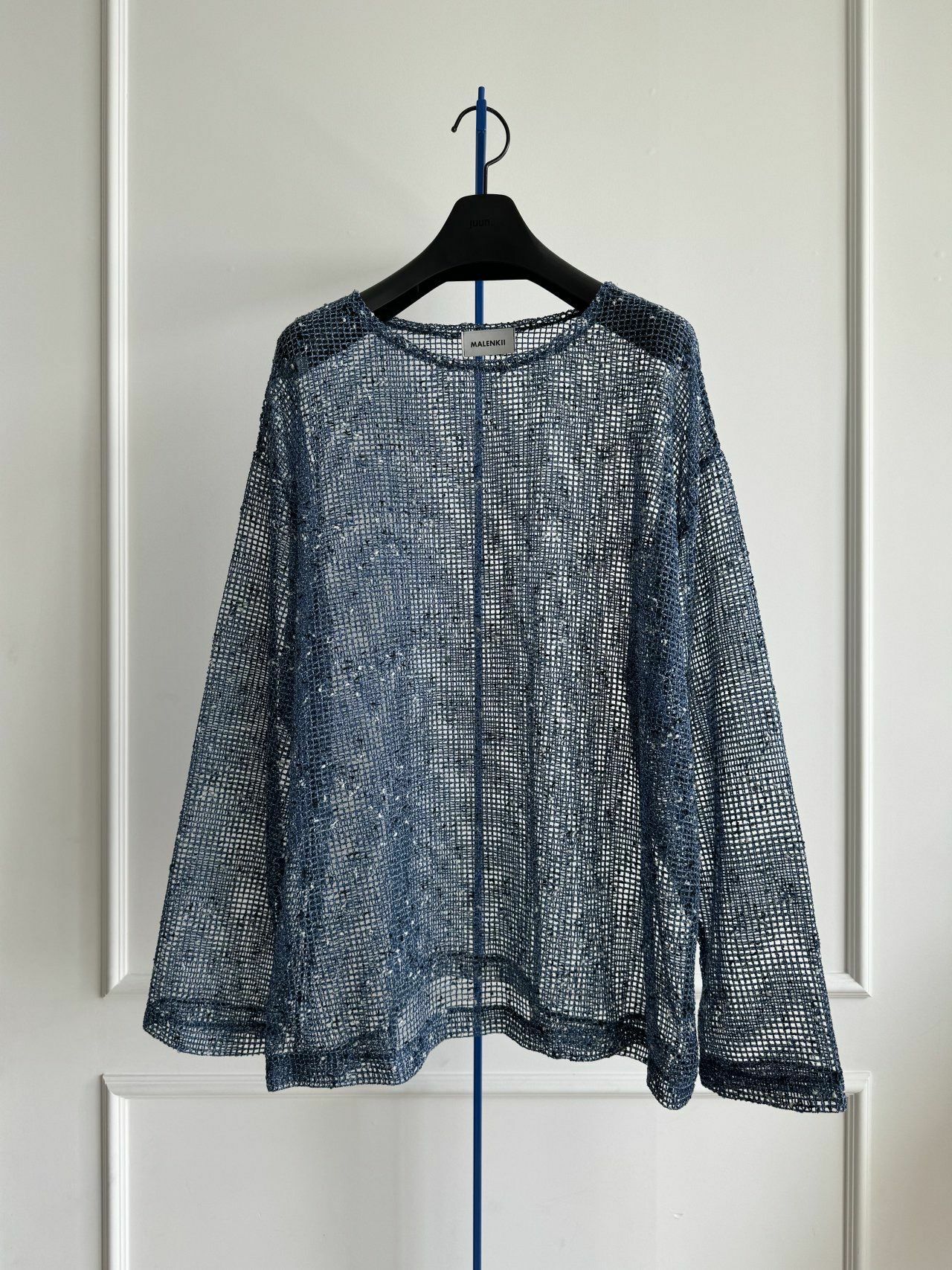 混色網紋長袖衫 MALENKII-070T