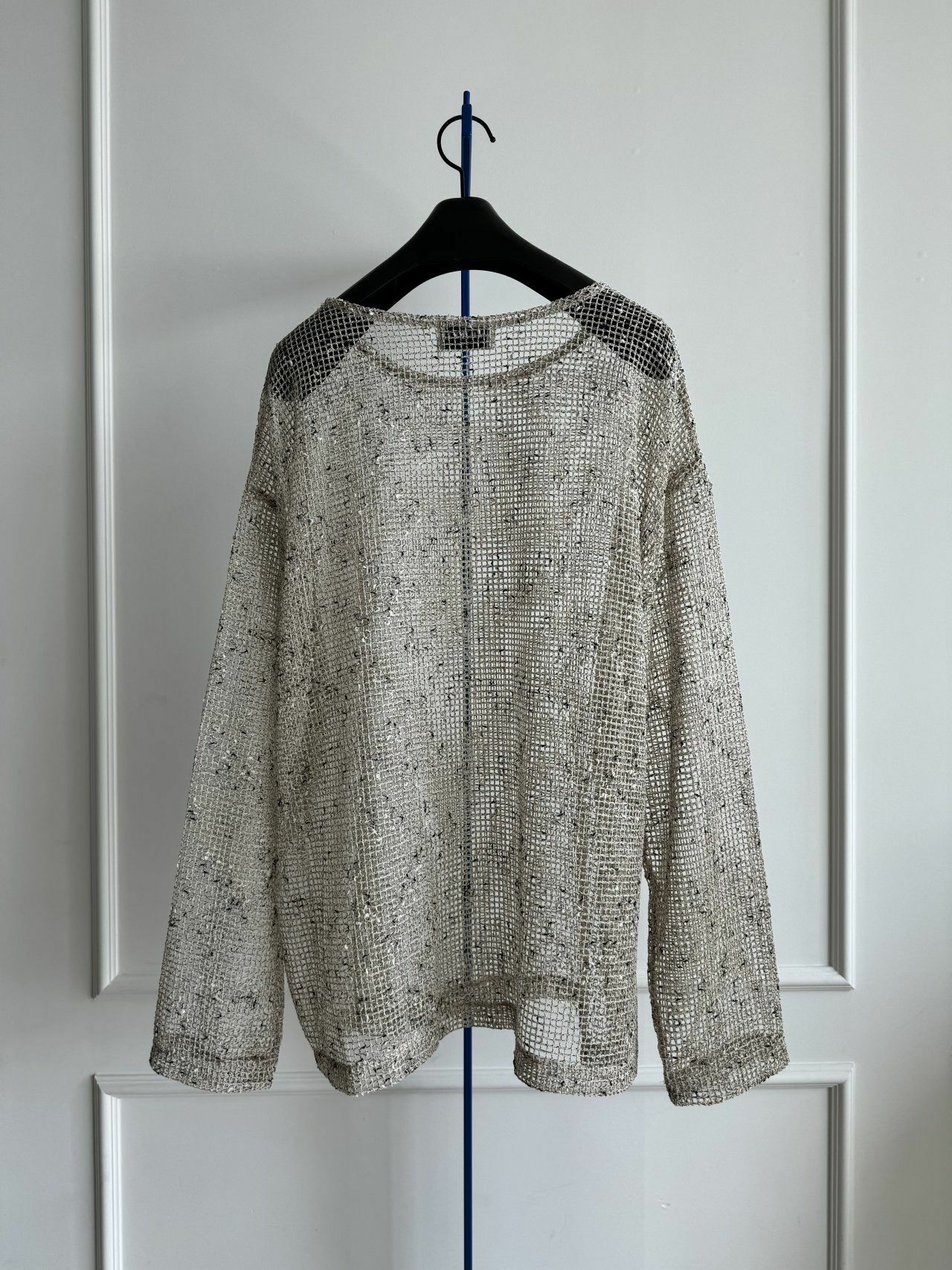 混色網紋長袖衫 MALENKII-070T