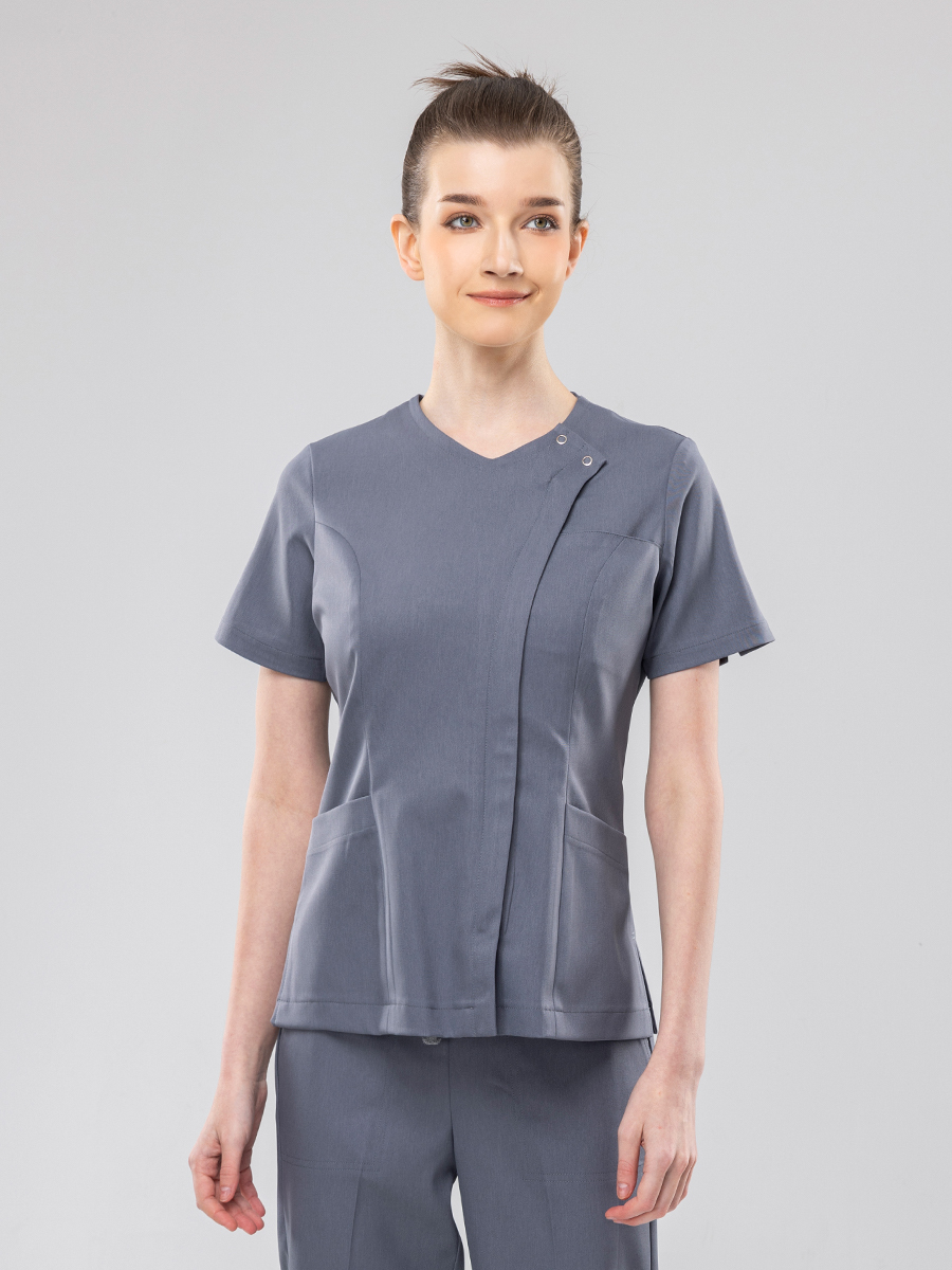 【 AB252-W3 】女護理上衣-AB柔挺布-蓋亞灰
