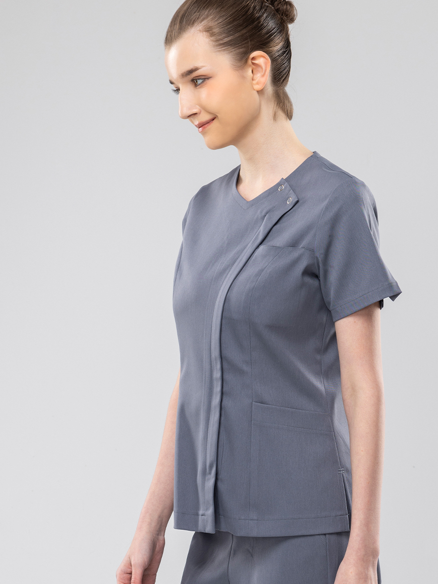 【 AB252-W3 】女護理上衣-AB柔挺布-蓋亞灰