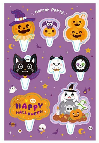 [ 包裝材料 ] 蛋糕插卡-萌鬼嗨派對 原裝40枚/包