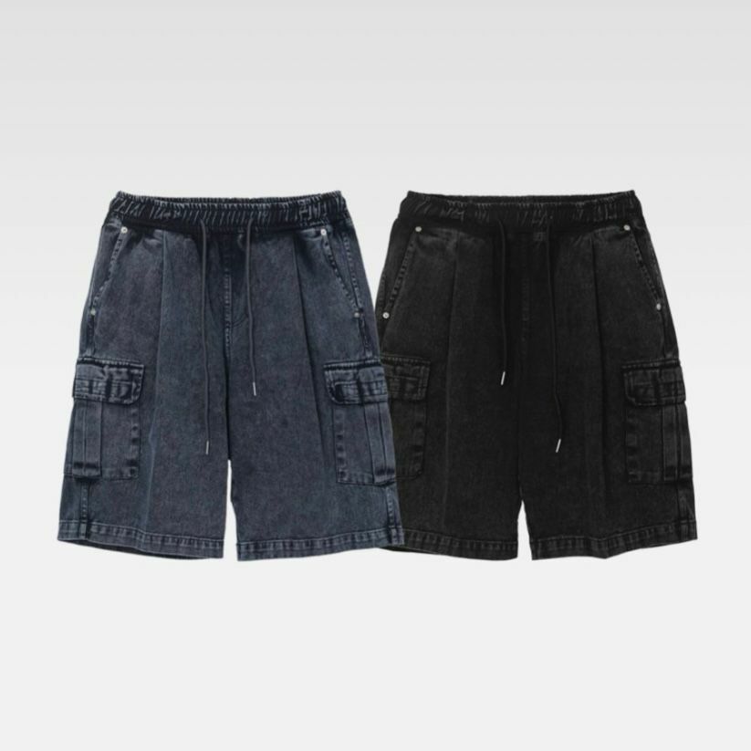 洗水工裝牛仔短褲 Clear-034P