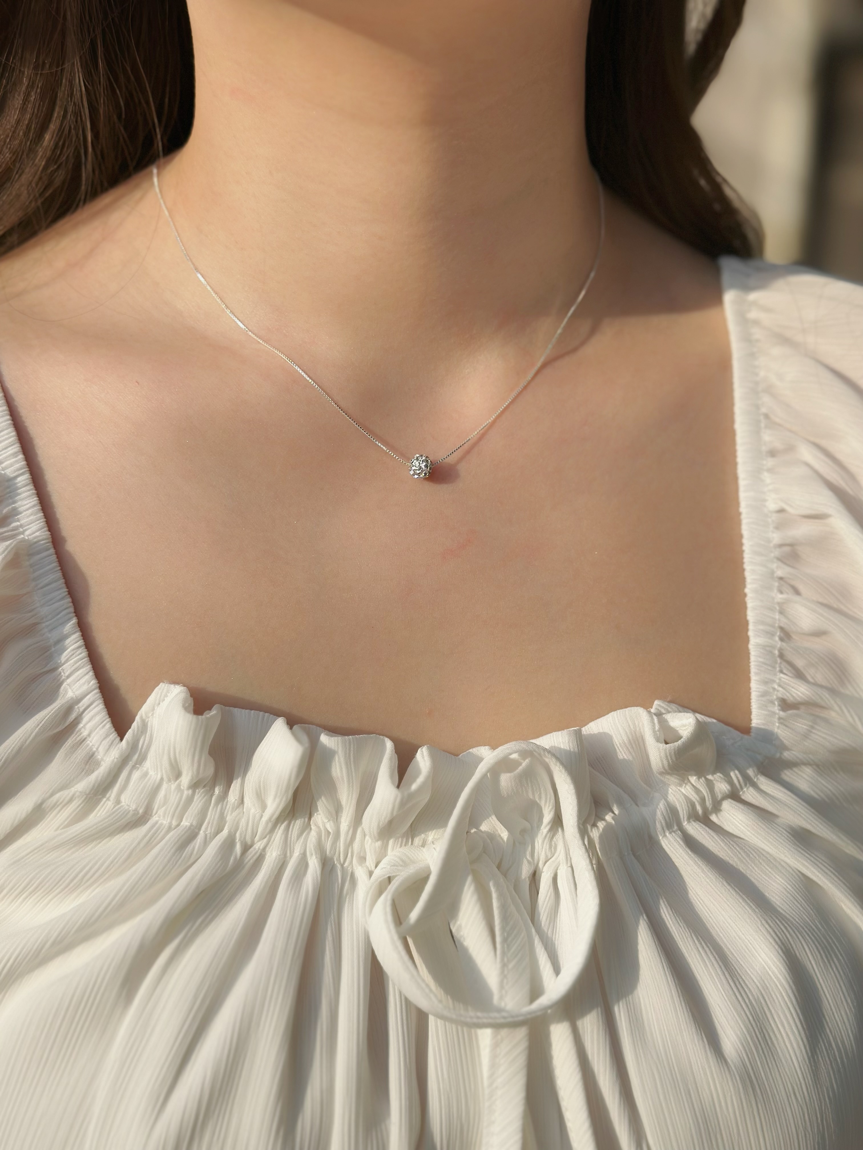 永恆之球．鑽球純銀鎖骨鏈