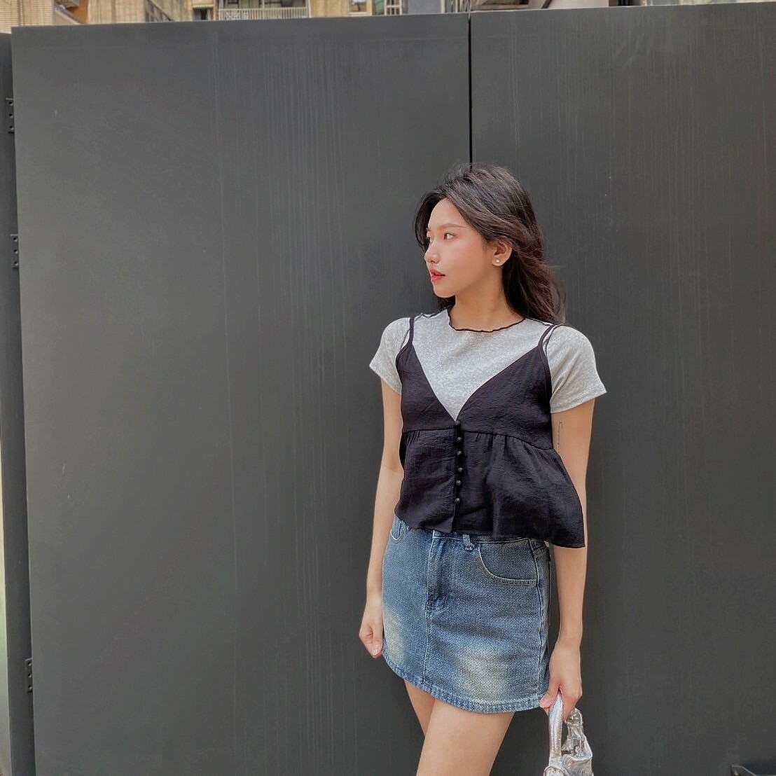 小清新花邊吊帶套裝/二色