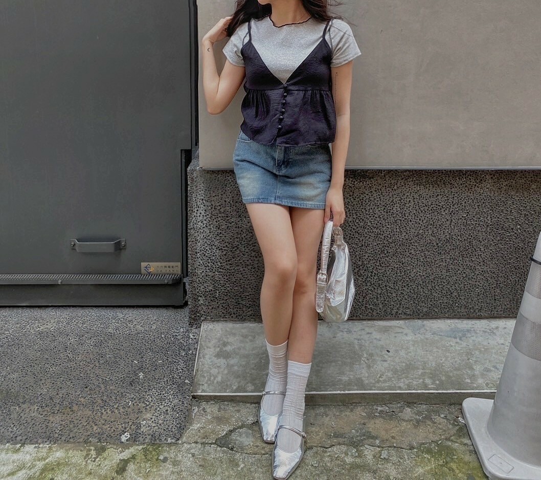 小清新花邊吊帶套裝/二色