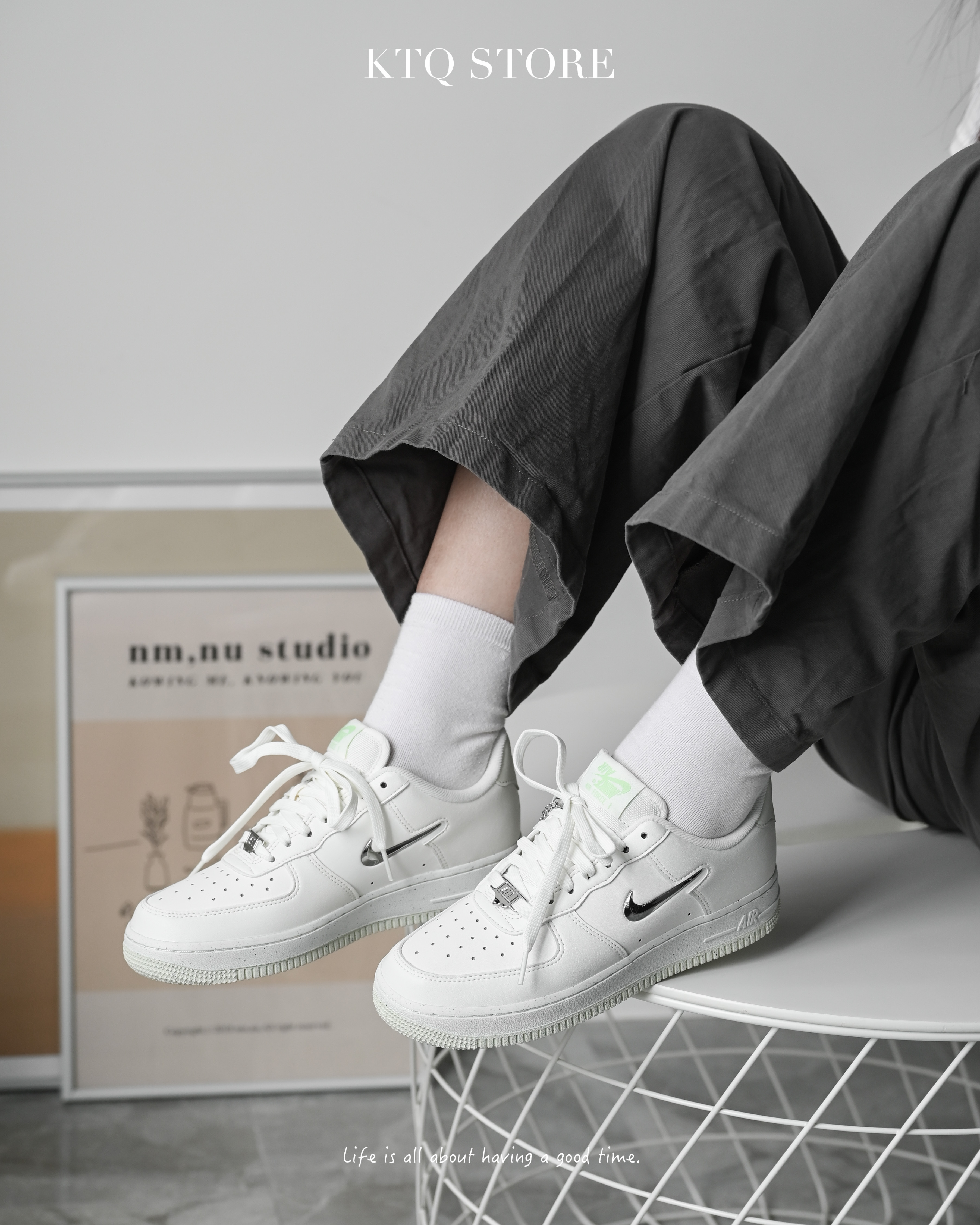 KTQ STORE ‧ Nike Air Force 1 Low Liquid Metal 金屬小勾 液態銀 藍綠 FN8540-100