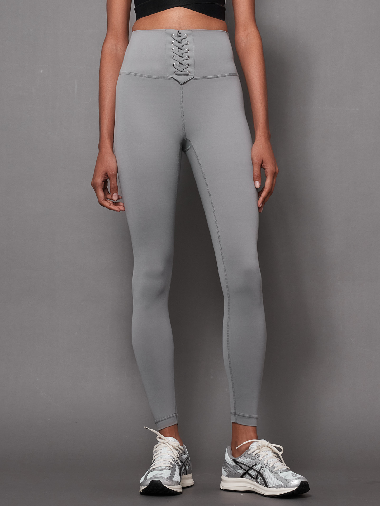 Soft． hush-hush 馬甲綁帶緊身褲 - 海鷗灰