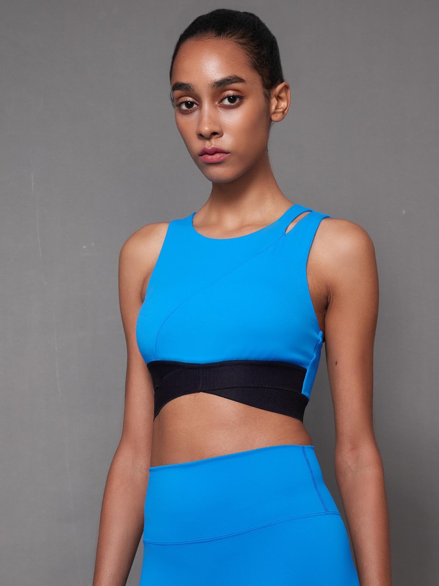 Soft．No one else 拼接繃帶運動內衣- 馬里布藍