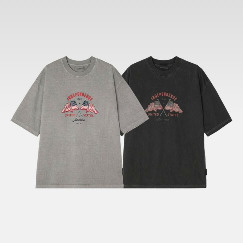 洗水英文字圖案短袖Tee Clear-037T